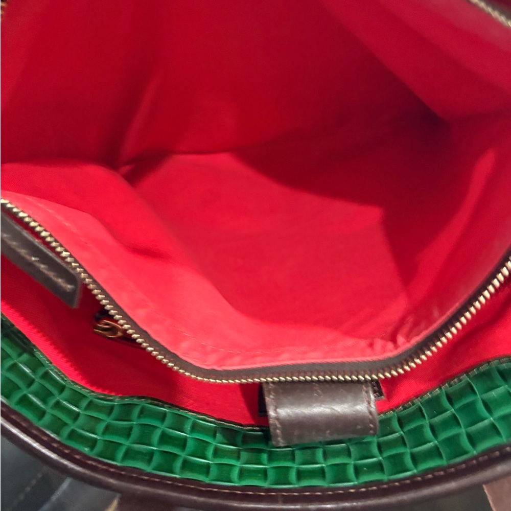 Dooney & Bourke Textured Green Tote with Brown Handles - Picture 9 of 10